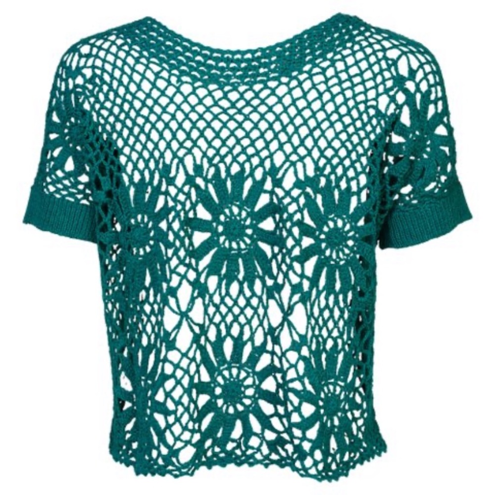 NWOT Forever 21 Knitted Floral Design Top - Picture 2 of 2